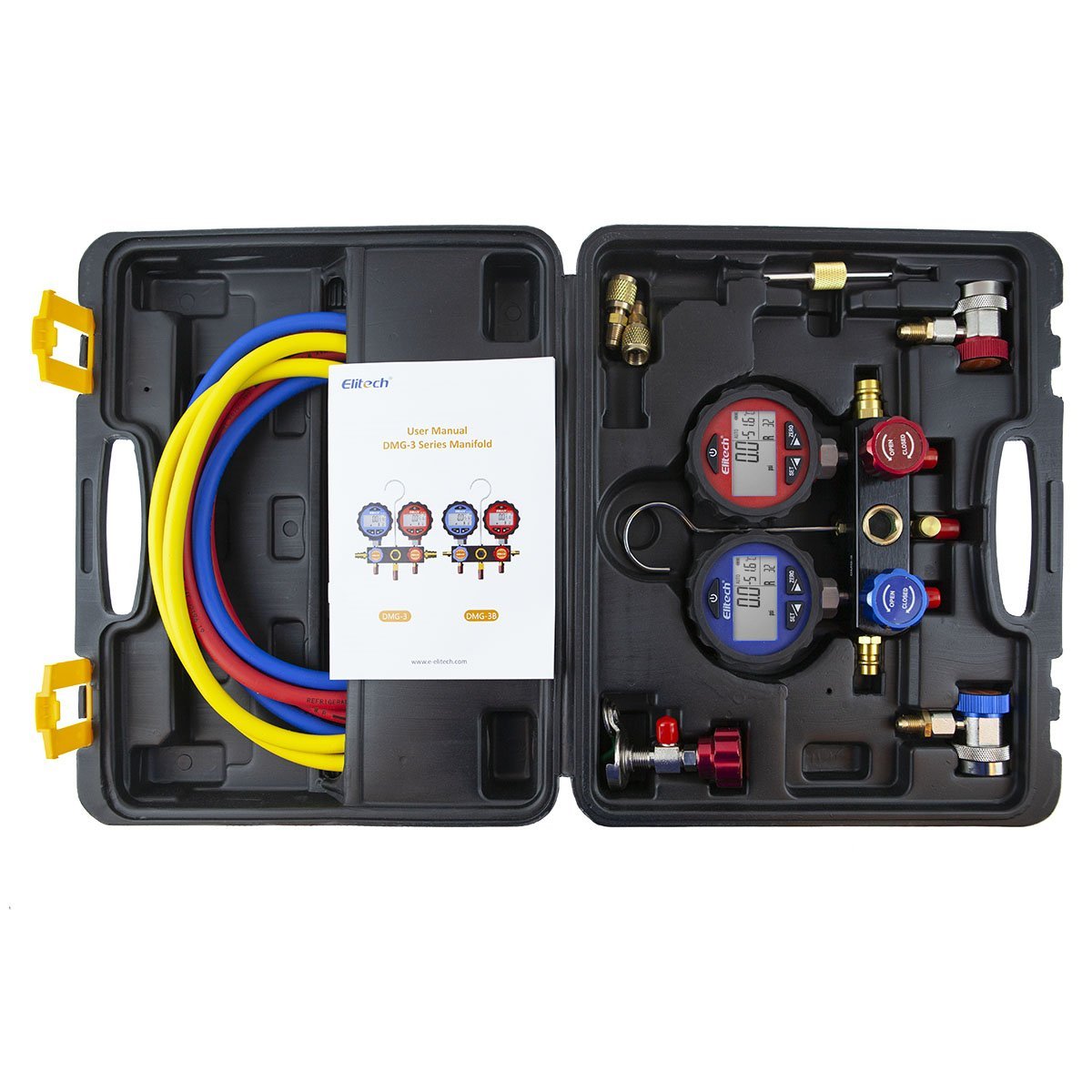 Elitech DMG-3 Digital HVAC Manifold Gauge Set 3 Hose with Case - Elitech Technology, Inc.