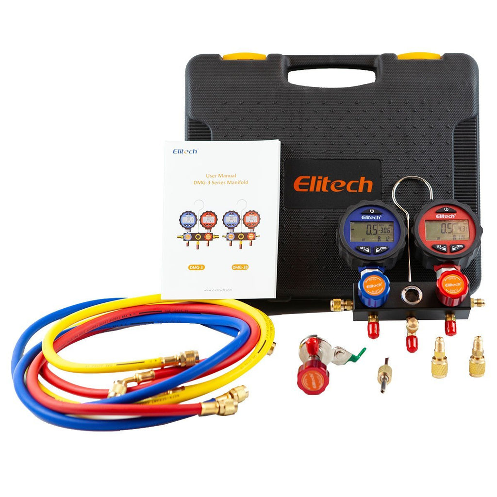 Elitech DMG-1B Digital Manifold Gauge 2-Wege-59-Zoll-Schläuche –