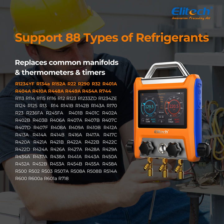 Elitech EMG-20V Intelligent HVAC Digital Manifold 2 Valves with 5” Smart Touch Screen - Elitech Technology, Inc.