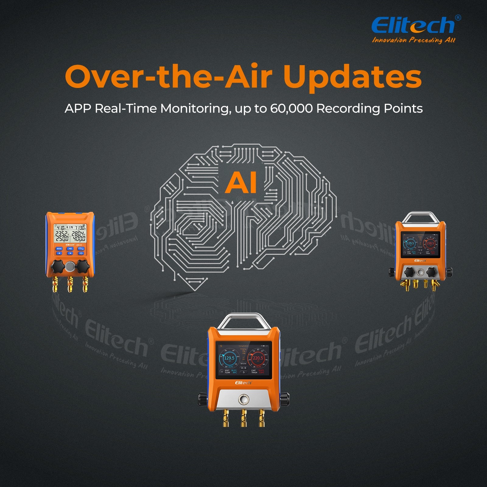 Elitech EMG-20V Intelligent HVAC Digital Manifold 2 Valves with 5” Smart Touch Screen - Elitech Technology, Inc.