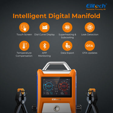 Elitech EMG-20V Intelligent HVAC Digital Manifold 2 Valves with 5” Smart Touch Screen - Elitech Technology, Inc.