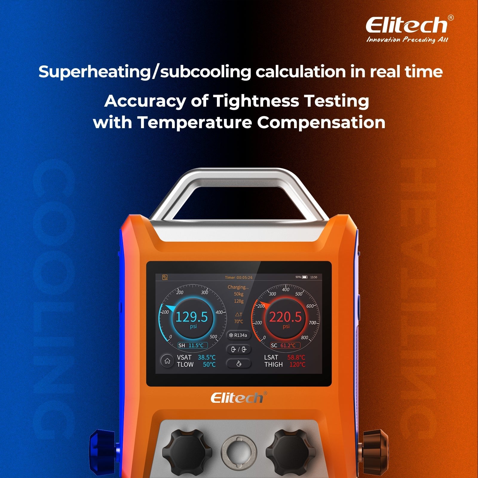 Elitech EMG-40V Intelligent HVAC Digital Manifold Gauge 4-Way Valve with Micron Gauge Transmitter - Elitech Technology, Inc.