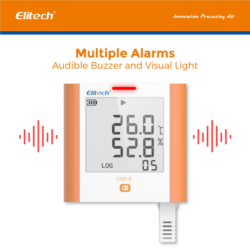 Humidity Display Elitech Elitech GSP-8 Temperature & Humidity Data Logger Recorder Audio Alarm ...