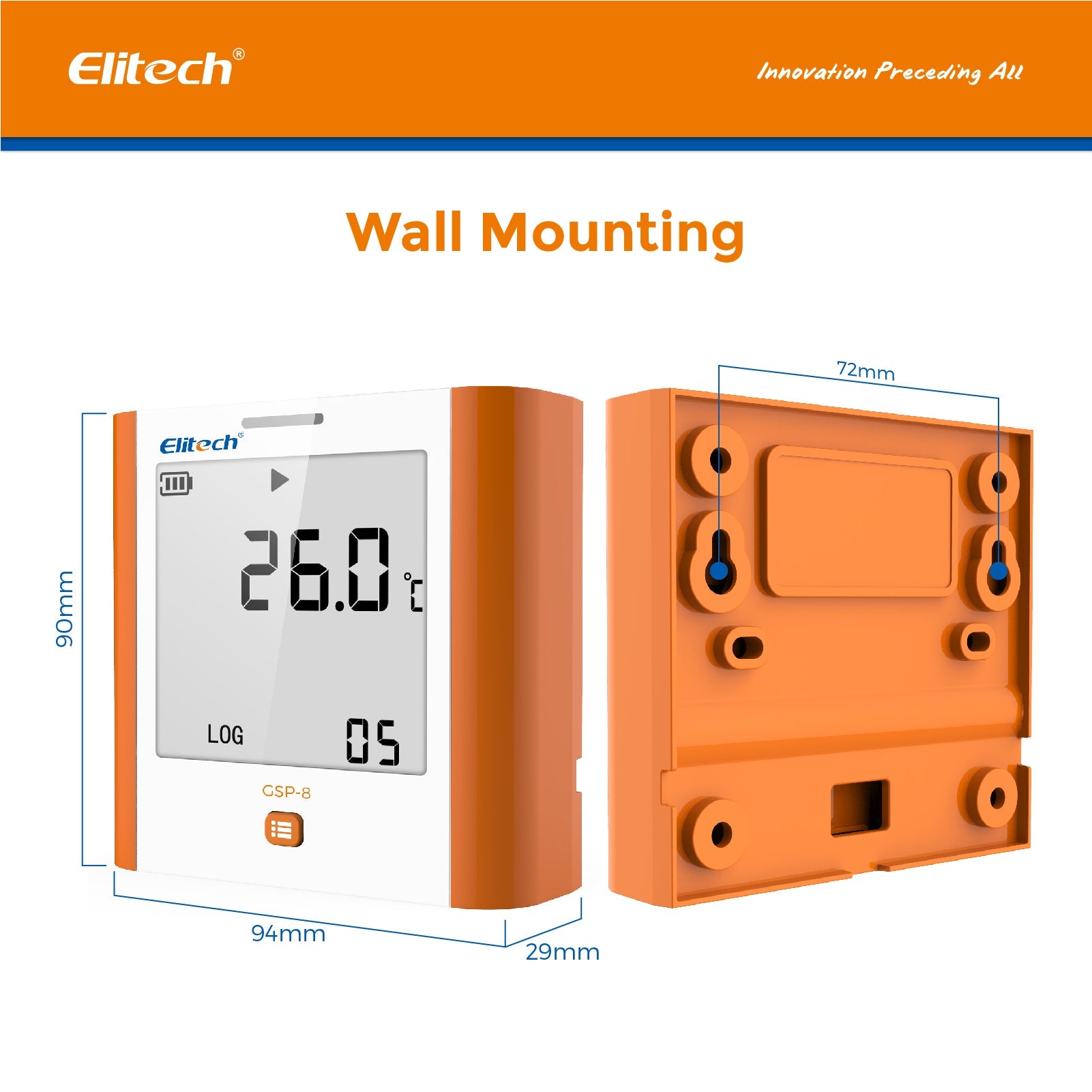 Elitech GSP-8 Wall Mounted Temperature and Humidity Digital Data Logger - Elitech Technology, Inc.