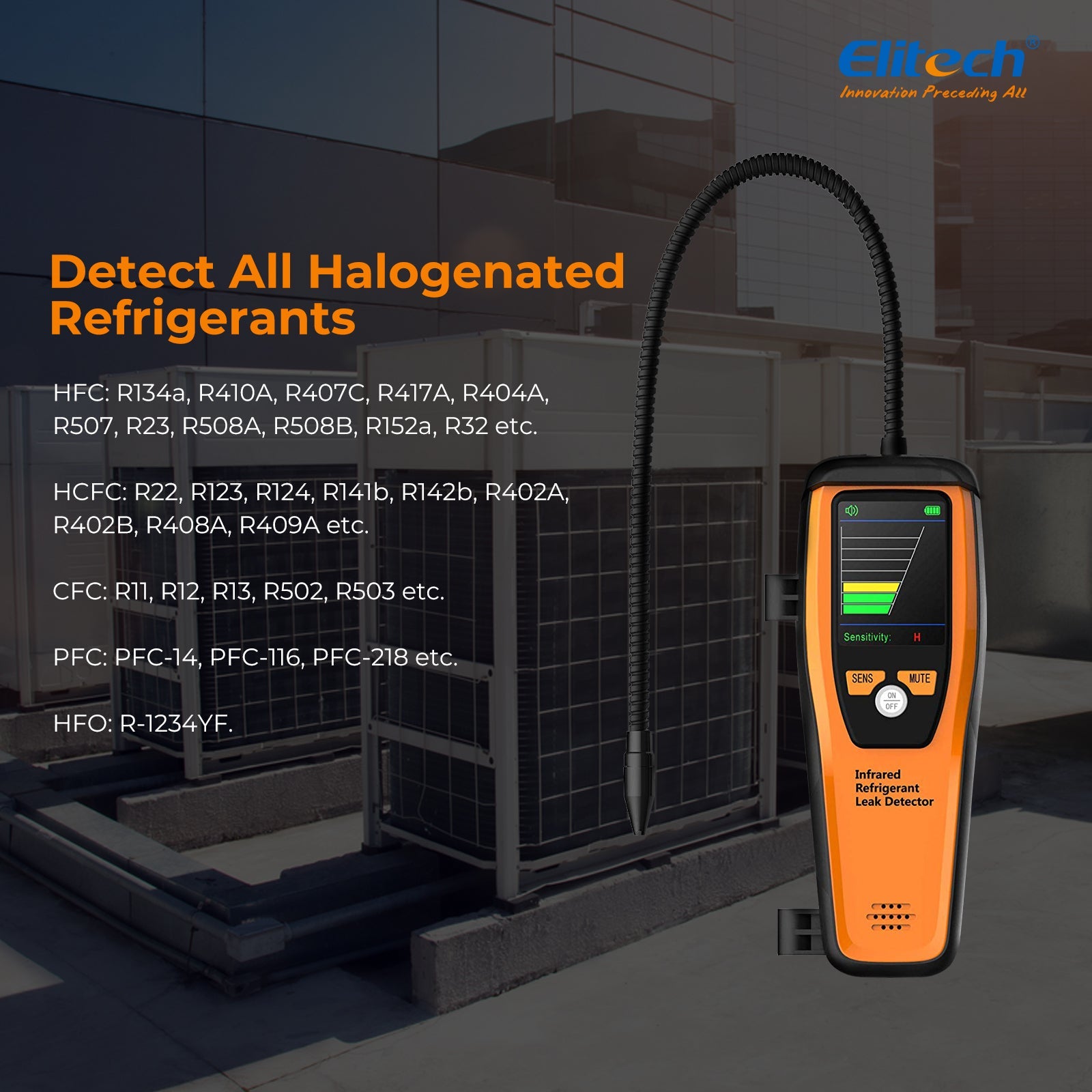 Elitech ILD-100 Infrared Refrigerant Leak Detector 10 Years' Sensor Life Rechargeable Durable Halogen Leakage Tester - Elitech Technology, Inc.