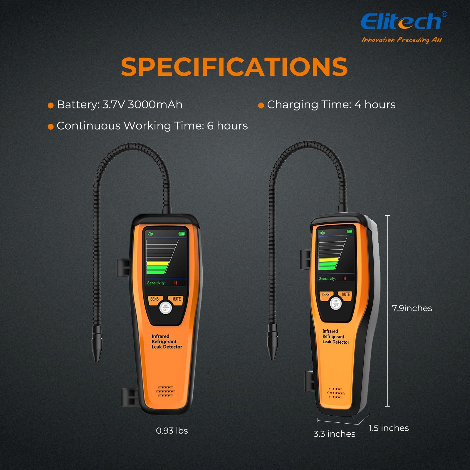 Elitech ILD-100 Infrared Refrigerant Leak Detector 10 Years' Sensor Life Rechargeable Durable Halogen Leakage Tester - Elitech Technology, Inc.