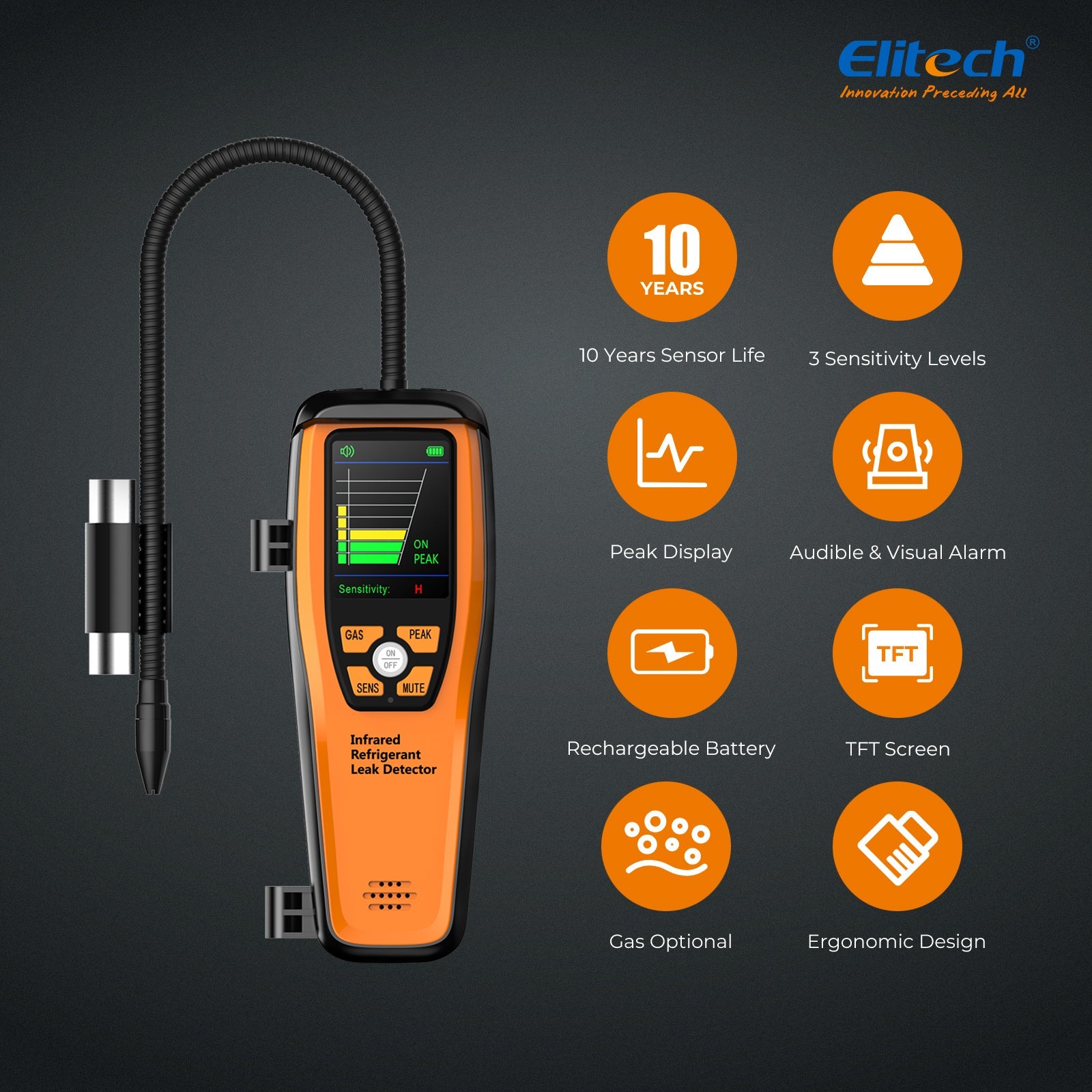 Elitech ILD-300 Infrared Refrigerant Leak Detector Detect All HFC, CFC, HCFC, HFO and Blends - Elitech Technology, Inc.