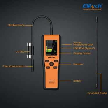 Elitech IR-200 Infrared & Heated Diode Refrigerant Leak Detector for Air Conditioner and Automotive Repair - Elitech Technology, Inc.