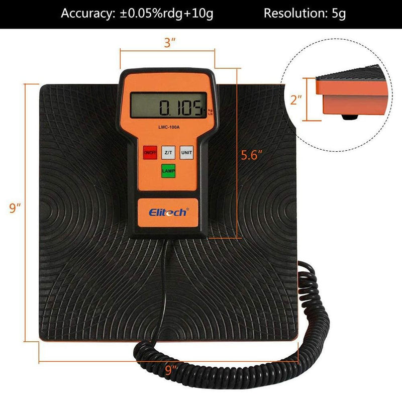 Elitech LMC-100A Refrigerant Charging Scale for HVAC 220 Lbs with Case - Elitech Technology, Inc.