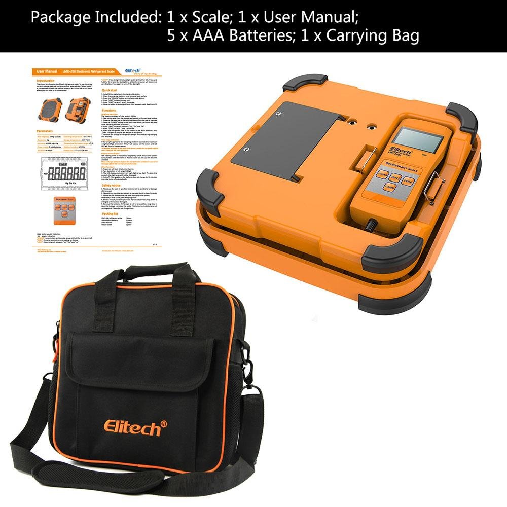 Elitech LMC-200A Refrigerant Electronic Charging/Recover Scale 330 Lbs - Elitech Technology, Inc.