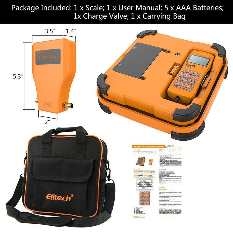 Elitech LMC-300A HVAC Refrigerant Charging Scale with Solenoid 330 Lbs - Elitech Technology, Inc.