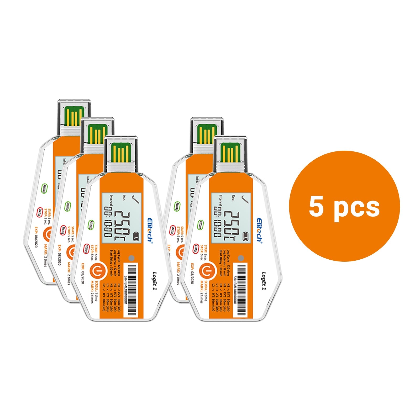 Elitech LogEt 1 Temperature Data Logger Single Use PDF Report USB Port 16000 Points - Elitech Technology, Inc.
