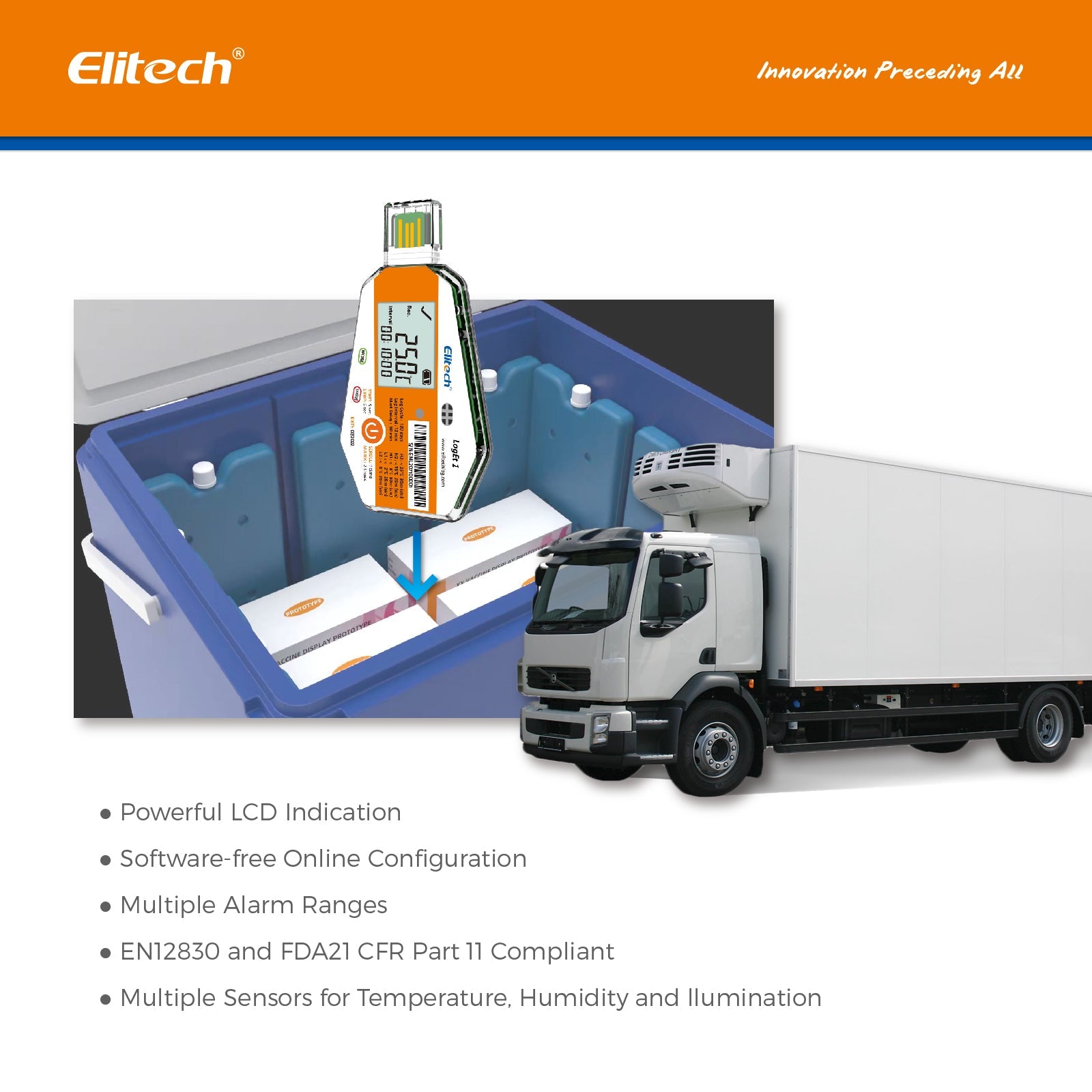Elitech LogEt 1 Temperature Data Logger Single Use PDF Report USB Port 16000 Points - Elitech Technology, Inc.