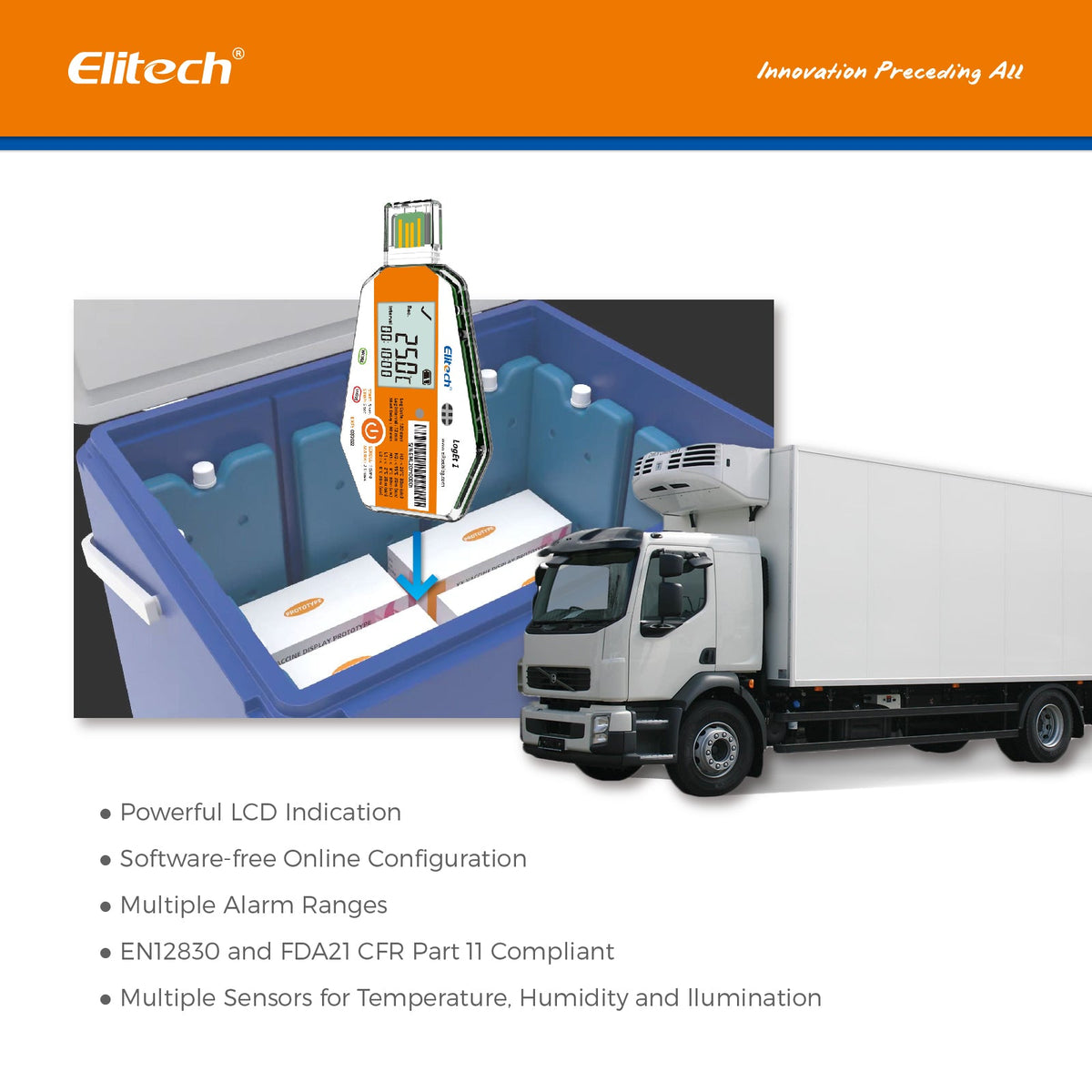 Elitech LogEt 1 Temperature Data Logger Single Use PDF Report USB Port 16000 Points - Elitech Technology, Inc.