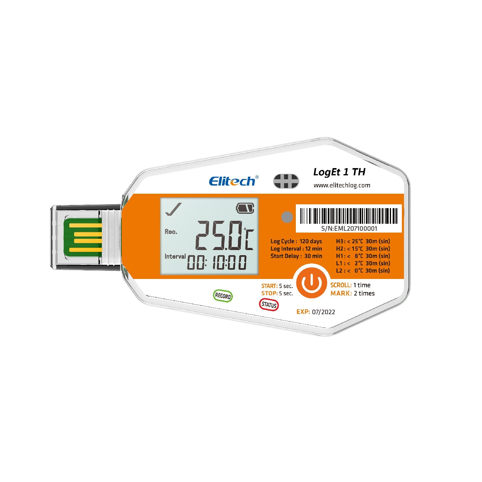 Elitech LogEt 1 TH Single Use Temperature and Humidity Data Logger - Elitech Technology, Inc.