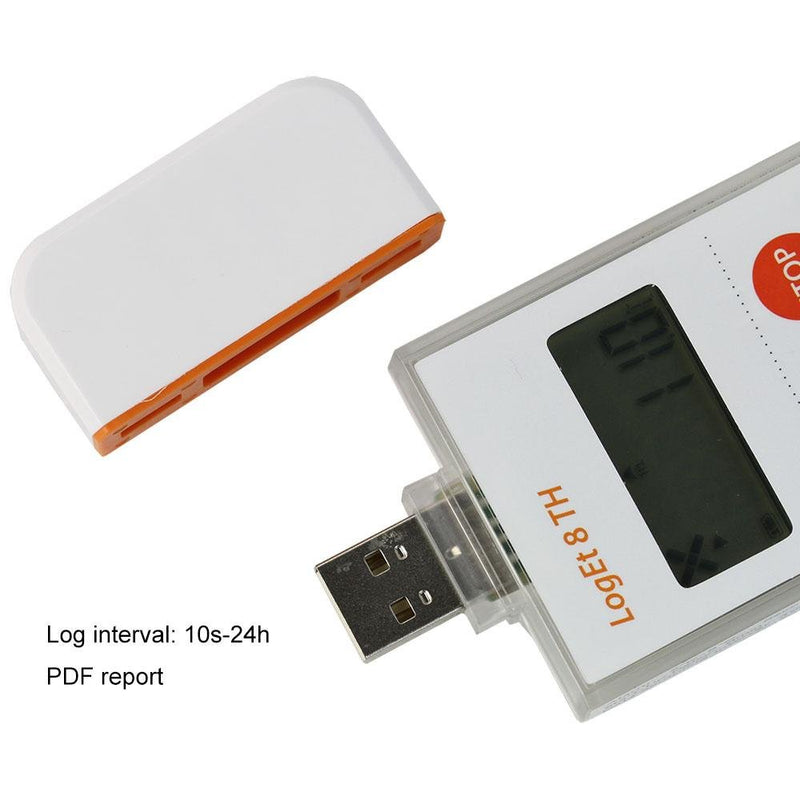 Elitech LogEt 8 TH Temperature and Humidity Data Logger Reusable PDF Report USB Port 16000 Points - Elitechustore