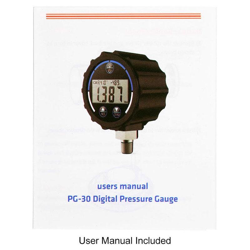 Elitech PG-30 Blue Digital Vacuum Low Pressure Gauge for HVAC Refrigerant with Backlight -14.5~500 PSI 1/8 NPT - Elitechustore