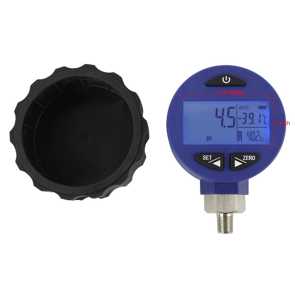 Elitech PG-30Pro Blue Refrigeration HVAC Digital Pressure Gauge for 87+ Refrigerants with Backlight 0-500 PSI 1/8 NPT - Elitechustore