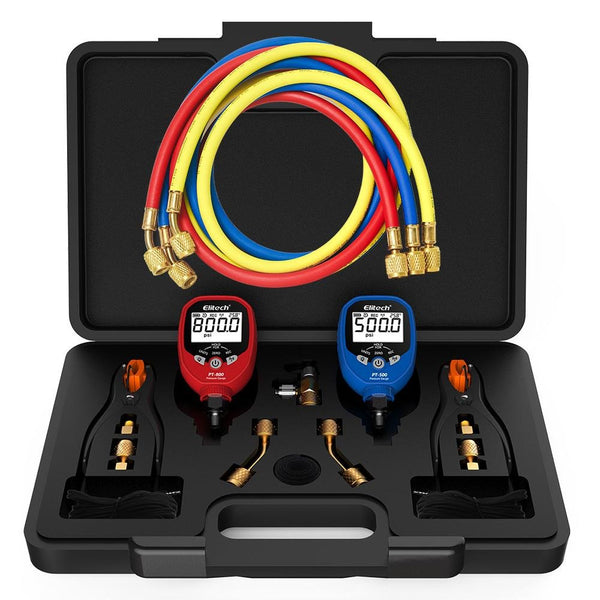 Elitech LMG-10 Digital Manifold Gauge Set - HVAC Refrigerant Charging Tool With 88 Refrigerant Types