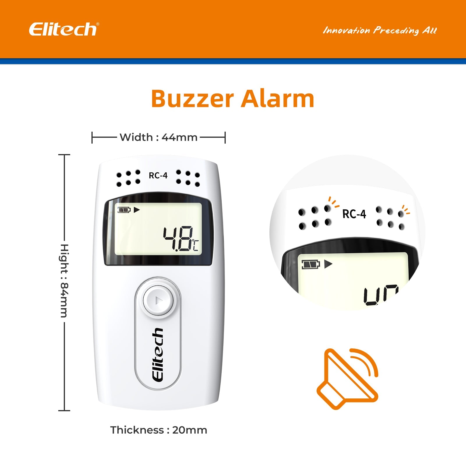 Elitech RC-4 Temperature Data Logger with External Temp Sensor Audio Alarm - Elitech Technology, Inc.
