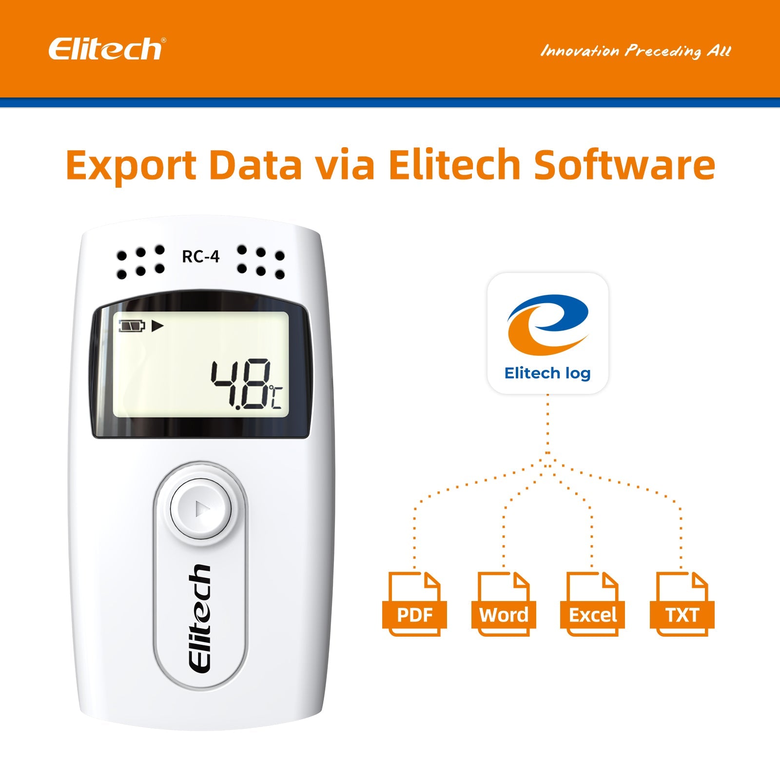 Elitech RC-4 Temperature Data Logger with External Temp Sensor Audio Alarm - Elitech Technology, Inc.