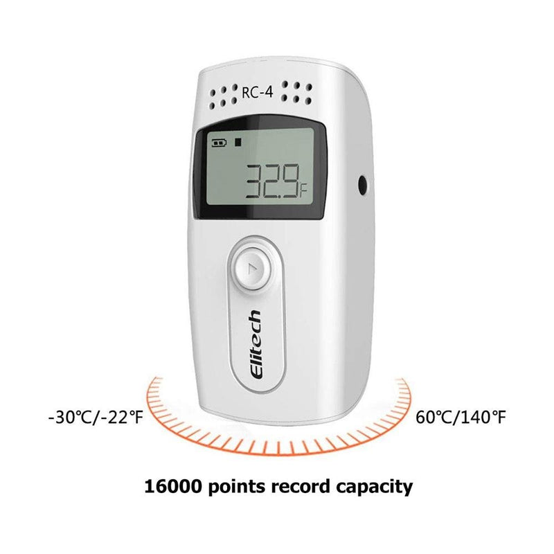 Elitech RC-4G Temperature Data Logger Recorder with with Glycol Bottle Temperature Sensor, Audio Alarm, MAXMIN Display - Elitech Technology, Inc.