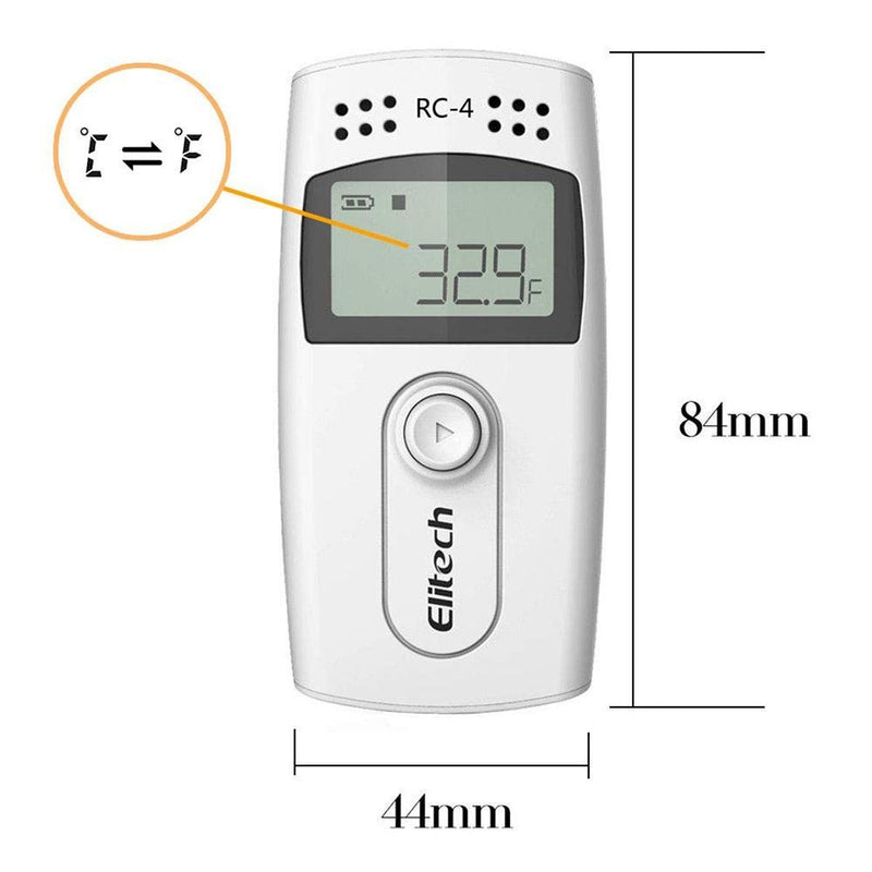 Elitech RC-4G Temperature Data Logger Recorder with with Glycol Bottle Temperature Sensor, Audio Alarm, MAXMIN Display - Elitech Technology, Inc.