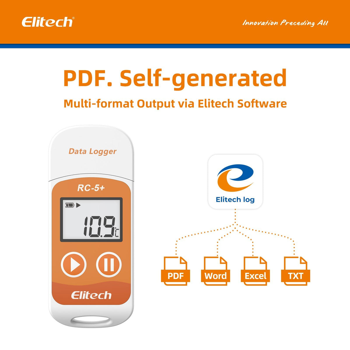 Elitech RC-5+ Reusable USB Temperature Data logger with Auto PDF Report - Elitech Technology, Inc.