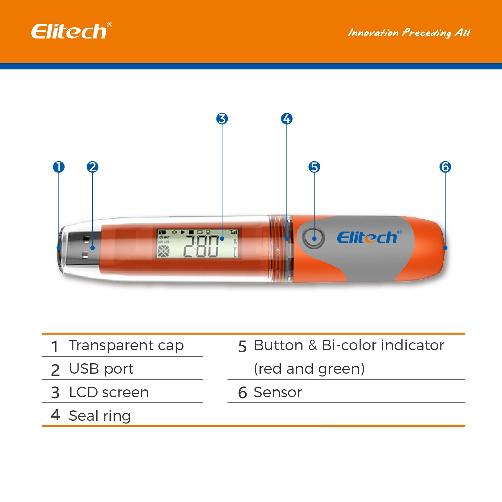 Elitech RC-51 Waterproof USB Temperature Data Logger Recorder Tester 32000 Points - Elitech Technology, Inc.