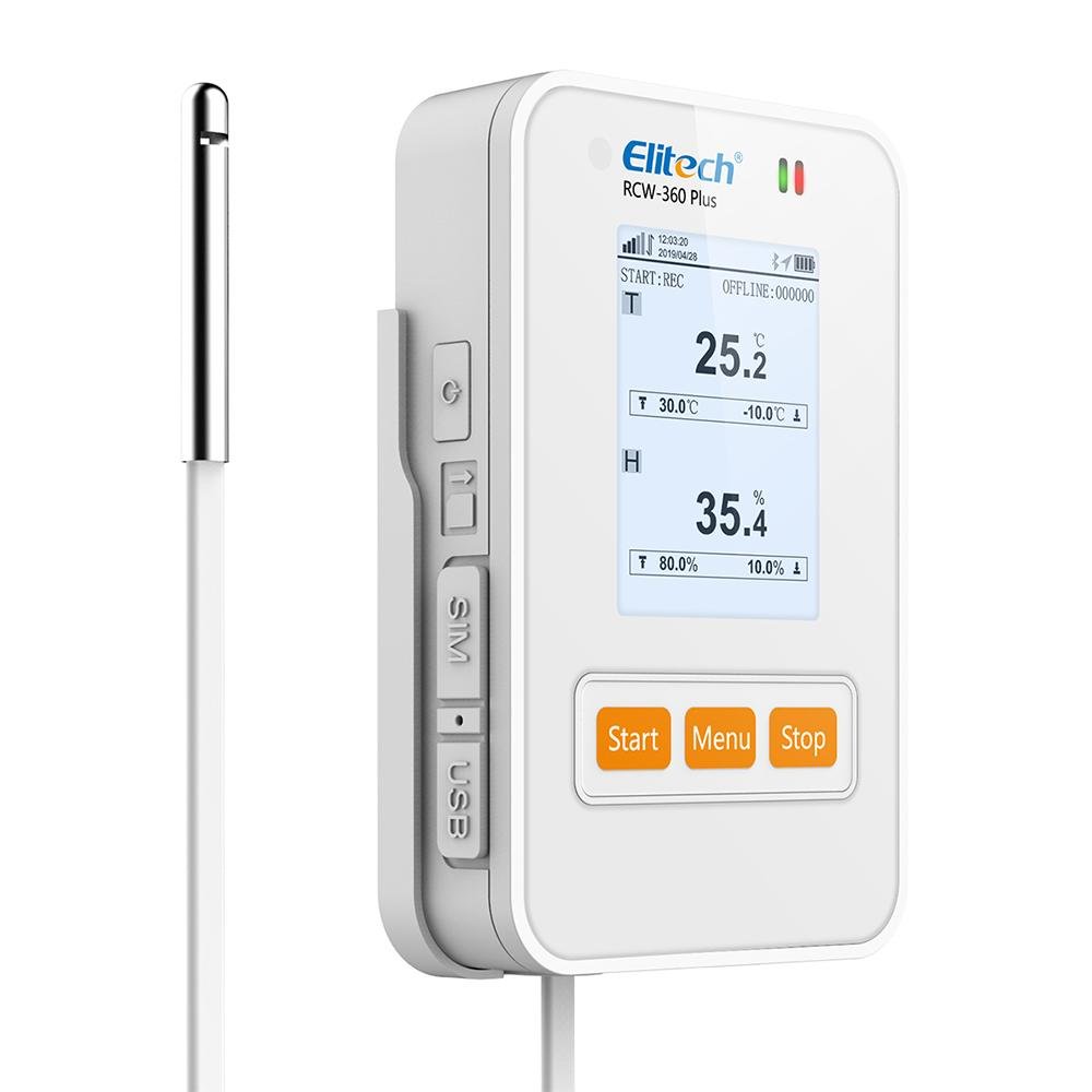 Elitech RCW-360 Plus Wireless 4G Temperature and Humidity Data Logger with External Probe Email SMS App Push Alert - Elitech Technology, Inc.