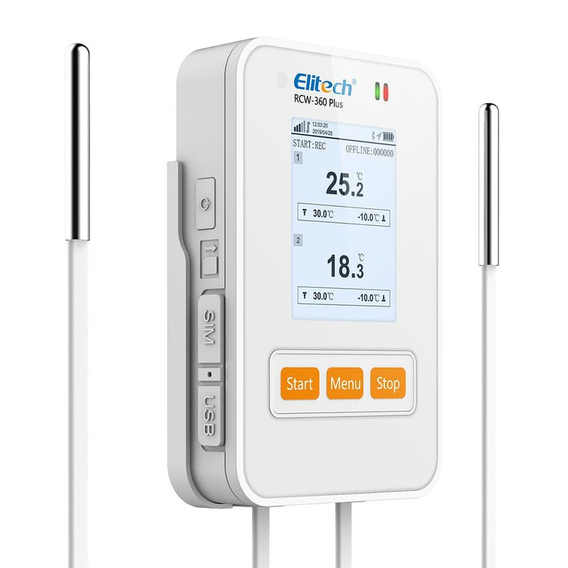 Elitech RCW - 360 Plus 4G Temperature Humidity Data Logger with External Probe Email SMS App Alarm - Elitech Technology, Inc.