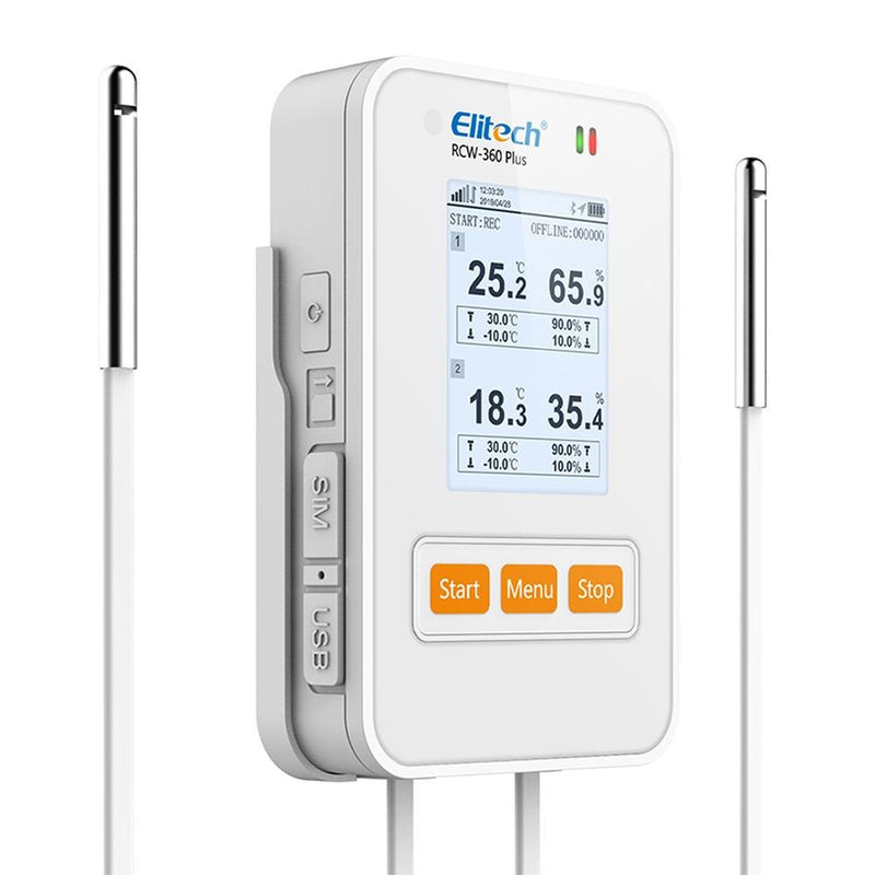 Elitech RCW-360 Plus Wireless 4G Temperature and Humidity Data Logger with External Probe Email SMS App Push Alert - Elitech Technology, Inc.