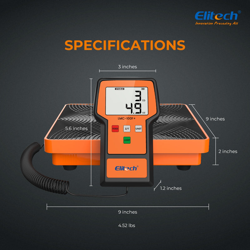 Elitech Refrigerant Charging Scale 110Lbs, High Precision for HVAC Digital Freon Scales with Case, LMC-100F+ - Elitech Technology, Inc.