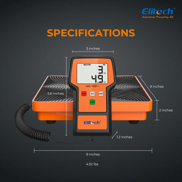 Elitech Refrigerant Charging Scale 110Lbs, High Precision for HVAC Digital Freon Scales with Case, LMC-100F+ - Elitech Technology, Inc.