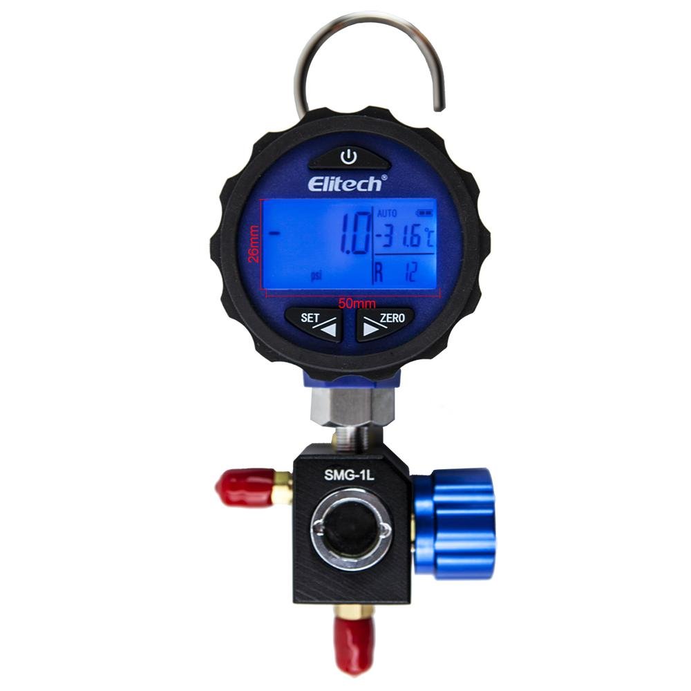 Elitech SMG-1L Refrigeration HVAC Digital Pressure Gauge for 87+ Refrigerants with Backlight -14.5-500 PSI - Elitech Technology, Inc.