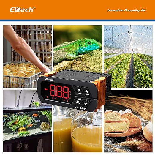 Elitech STC-1000HX Temperature Controller ℉⇋℃ Fahrenheit Celsius Switchable Origin Digital 110V Thermostat 2 Relays Upgraded from STC-1000 New Panel 30% Larger - Elitech Technology, Inc.