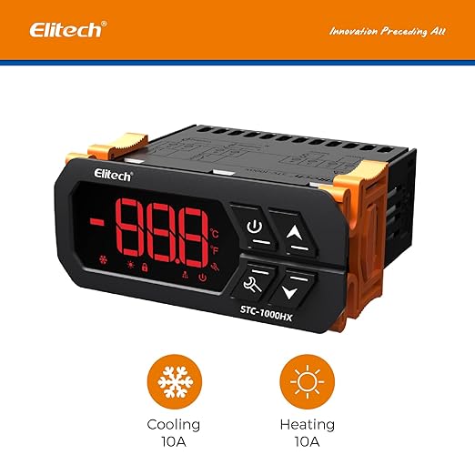 Elitech STC-1000HX Temperature Controller ℉⇋℃ Fahrenheit Celsius Switchable Origin Digital 110V Thermostat 2 Relays Upgraded from STC-1000 New Panel 30% Larger - Elitech Technology, Inc.