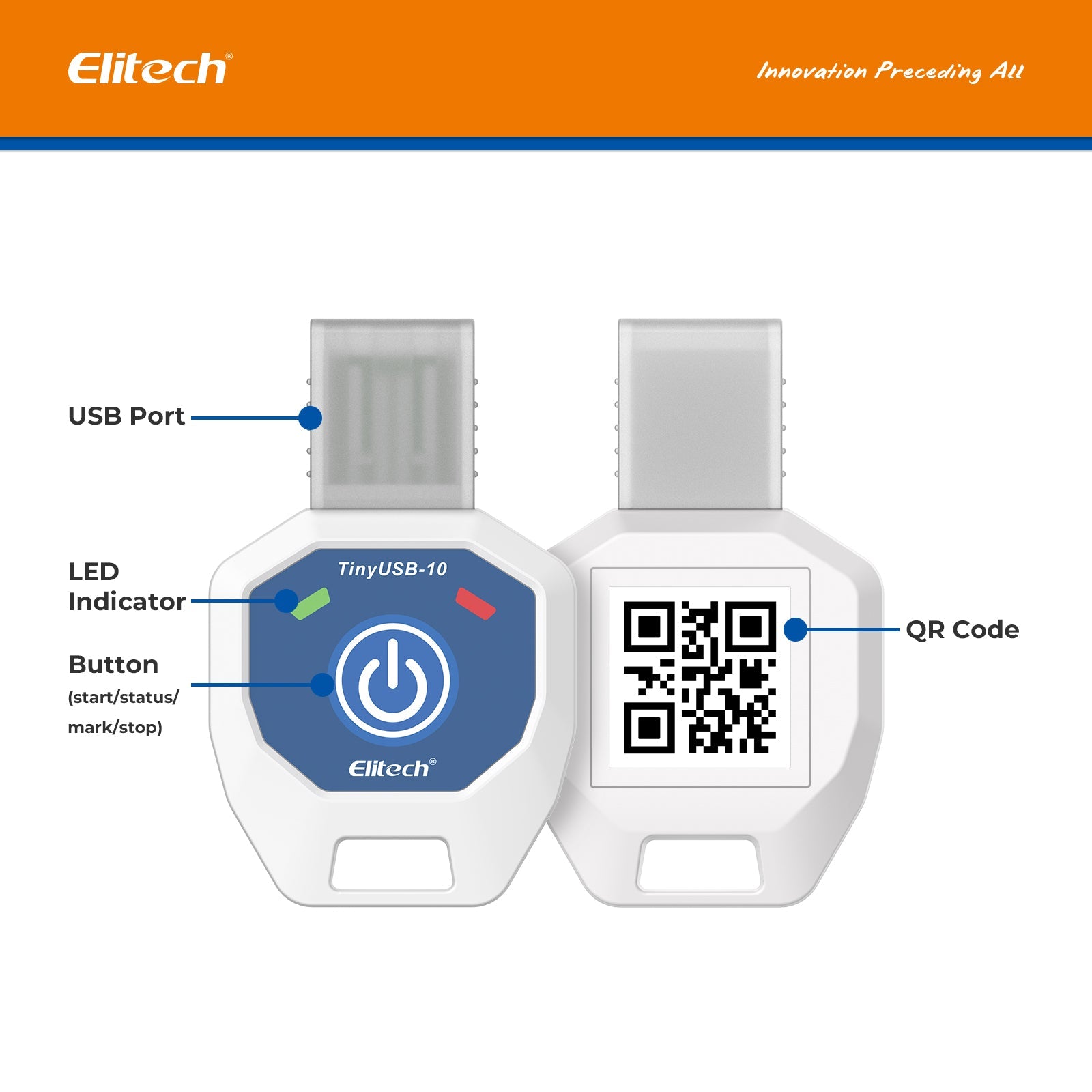 Elitech TinyUSB Single-Use Temperature Recorder Data Logger, TinyUSB-10 - Elitech Technology, Inc.