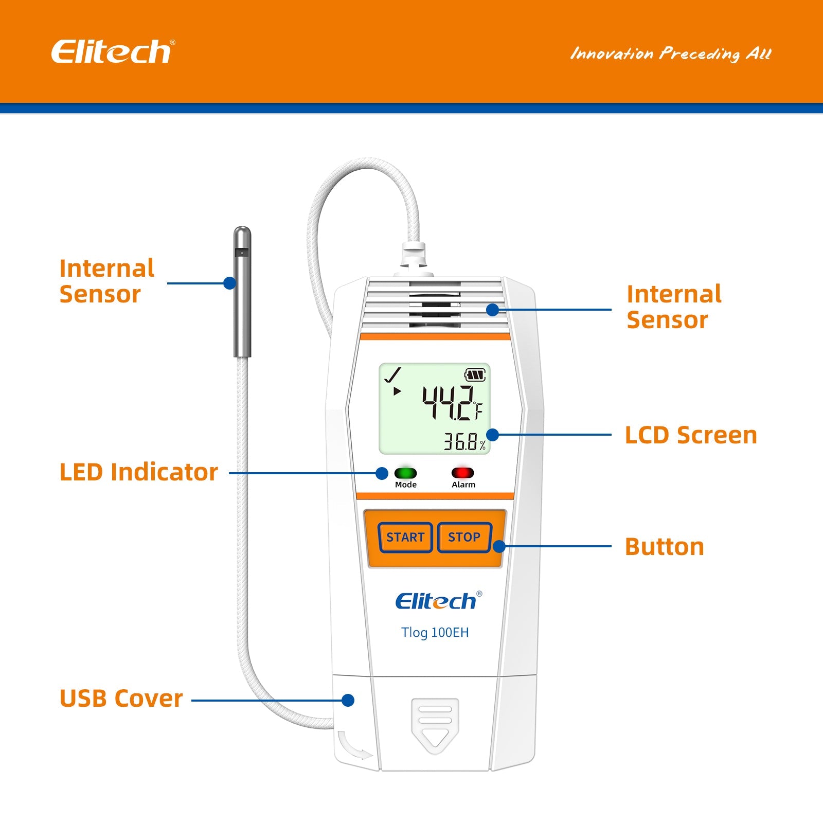 Elitech Tlog 100EH Reusable Temperature Humidity Data Logger -40°F to 185°F - Elitech Technology, Inc.