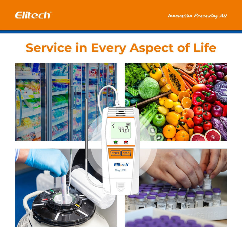 Elitech Tlog 100EL Ultra Low Data Logger Temperature Recorder Cold Chain Dry Ice PDF Report USB Port 32000 Points - Elitech Technology, Inc.