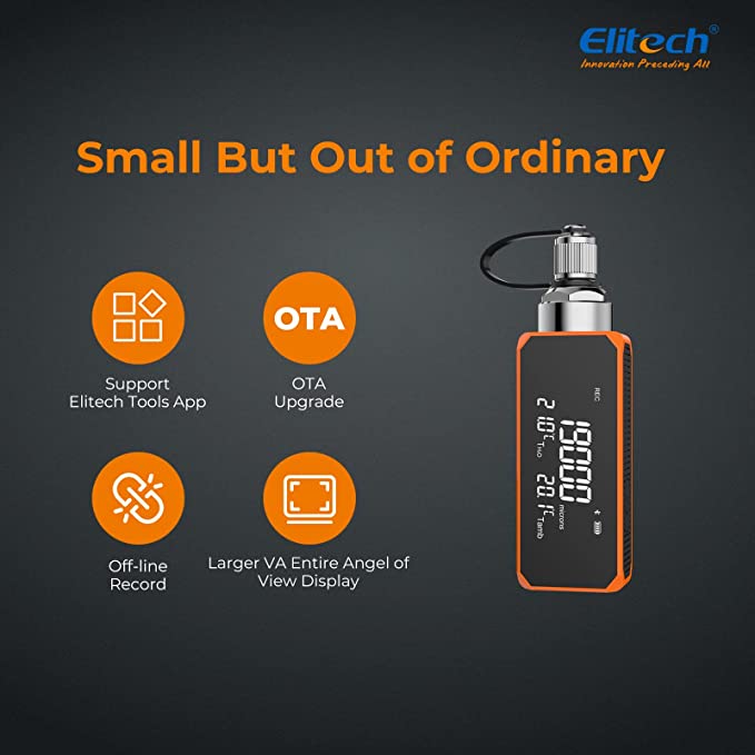 Elitech Vacuum Microns Digital Microns Gauge HVAC Refrigerant Vacuum Tester 1/4