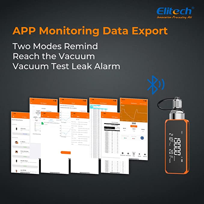Elitech Vacuum Microns Digital Microns Gauge HVAC Refrigerant Vacuum Tester 1/4