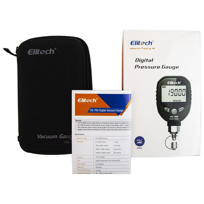 Elitech VG-760 Digital Micron Vacuum Gauge 8 Units - Elitech Technology, Inc.