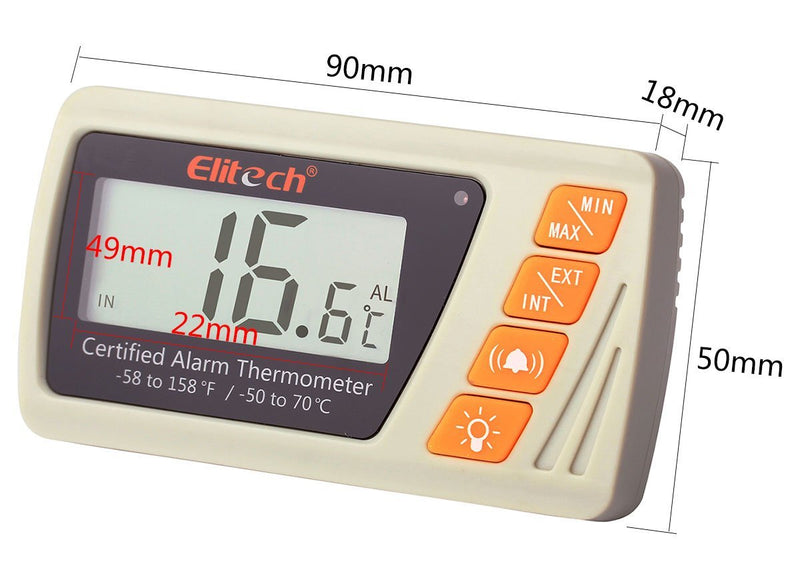Elitech VT-10 Vaccine Thermometer With High Precision Thermometer And Hygrometer Medical Freezer Pharmacy Thermometer - Elitechustore