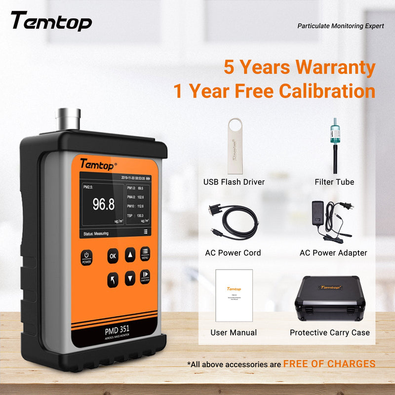 Temtop Handheld Particle Counter Particulate Meter for PM1.0/PM2.5/PM4.0/PM10/TSP PMD 351 - Elitech Technology, Inc.