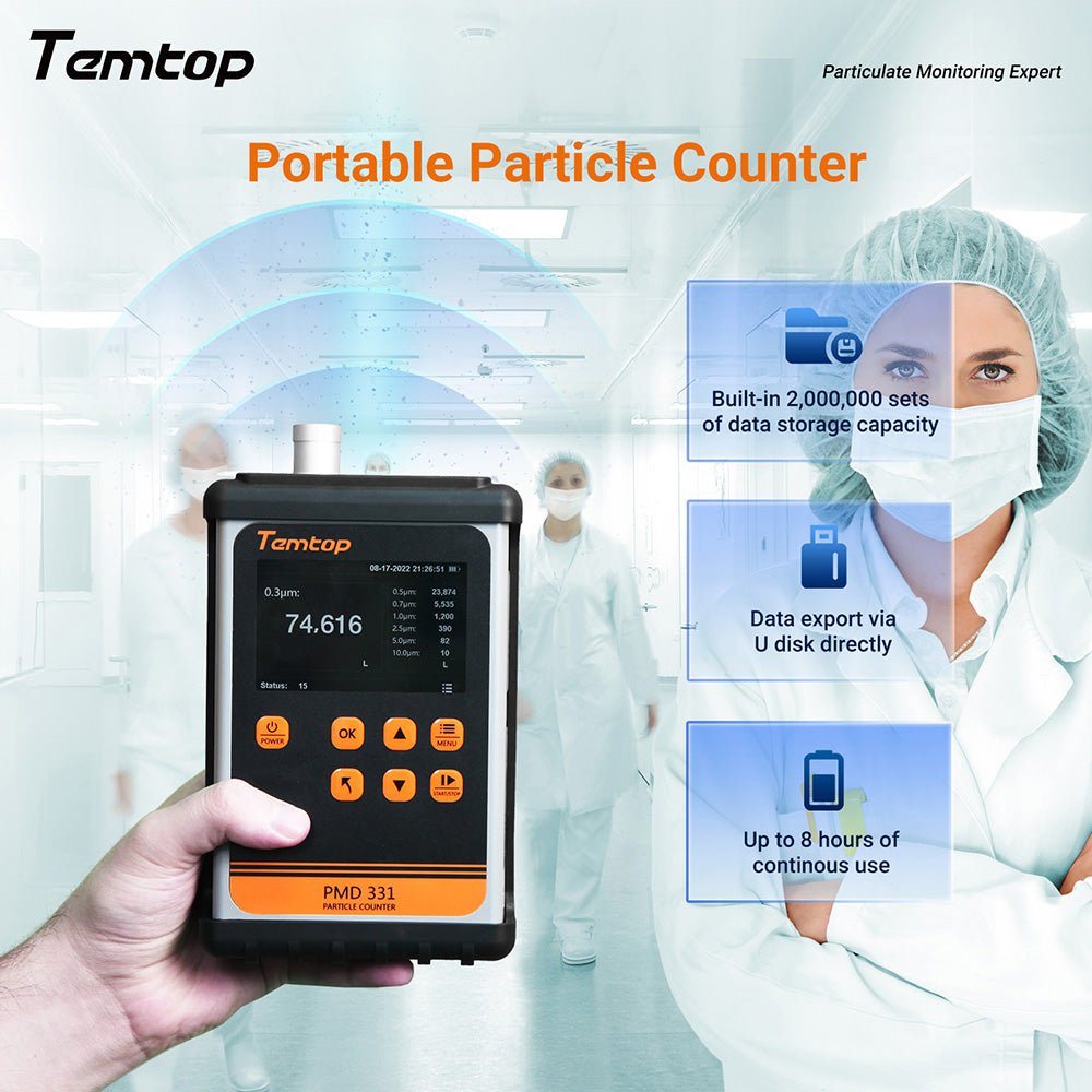 Temtop Innovative Handheld Particle Counter for Air Quality Measurement Conform to ISO Standard PMD 331 - Elitech Technology, Inc.