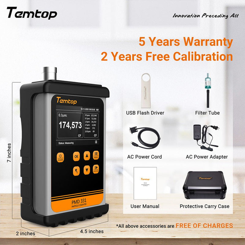 Temtop Innovative Handheld Particle Counter for Air Quality Measurement Conform to ISO Standard PMD 331 - Elitech Technology, Inc.