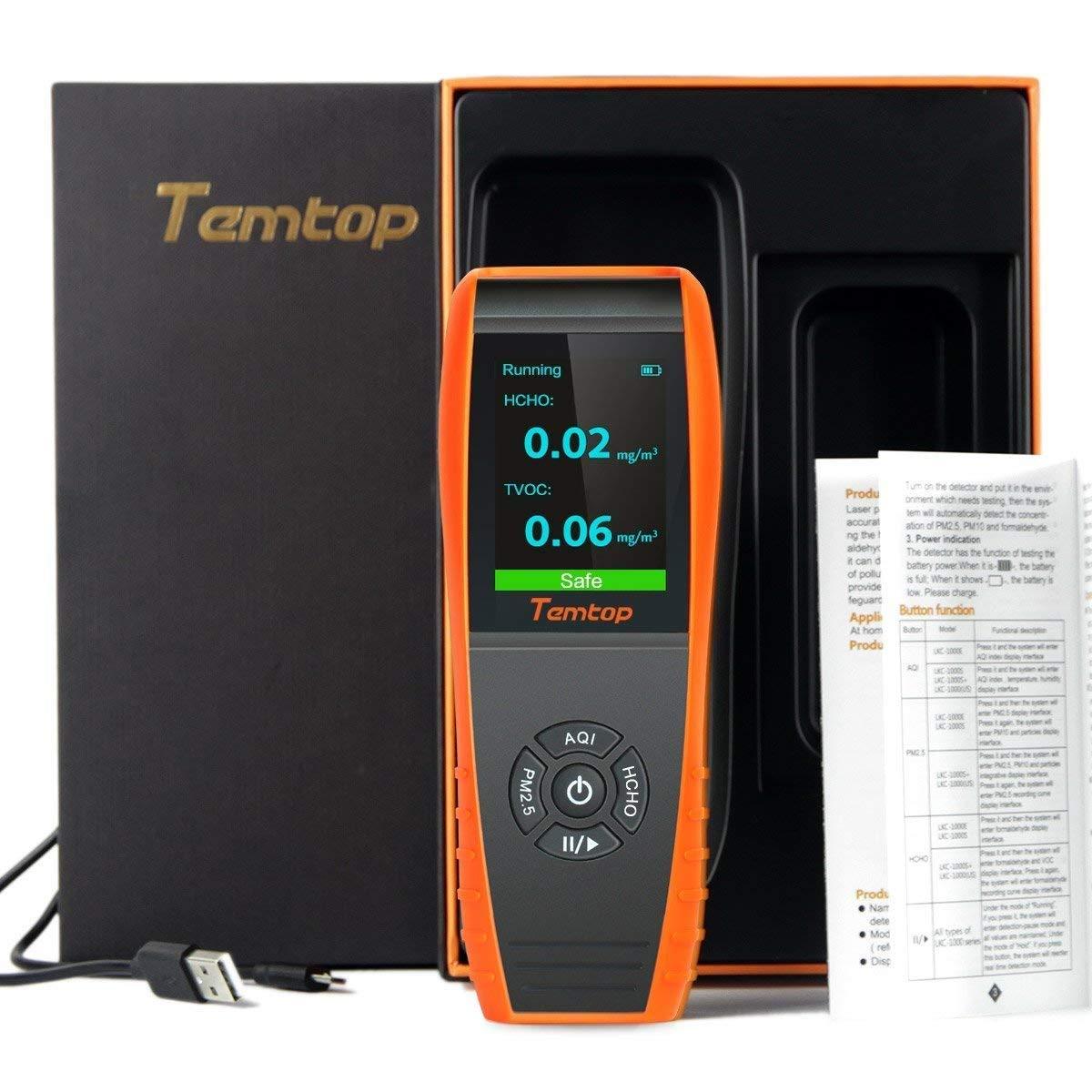 Temtop LKC-1000S+ 2nd Generation Professional Formaldehyde Monitor Detector with HCHOPM2.5PM10TVOC Accurate Testing Air Quality Detector Data Export - Elitech Technology, Inc.