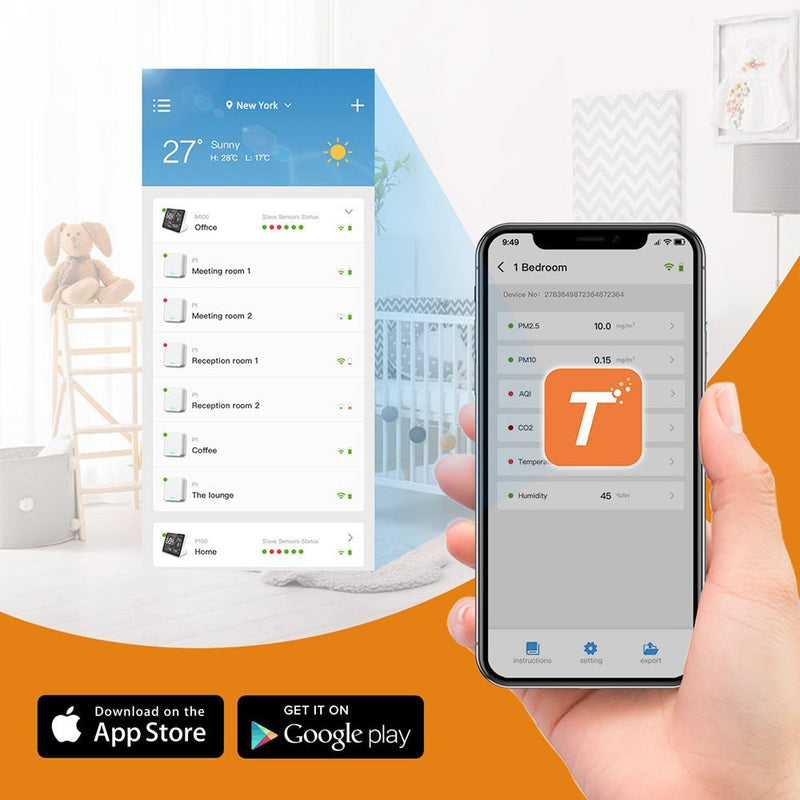 Temtop M100 Indoor CO2 Meter & Air Quality Monitor 8 in 1 Integrated Sensor - Elitech Technology, Inc.