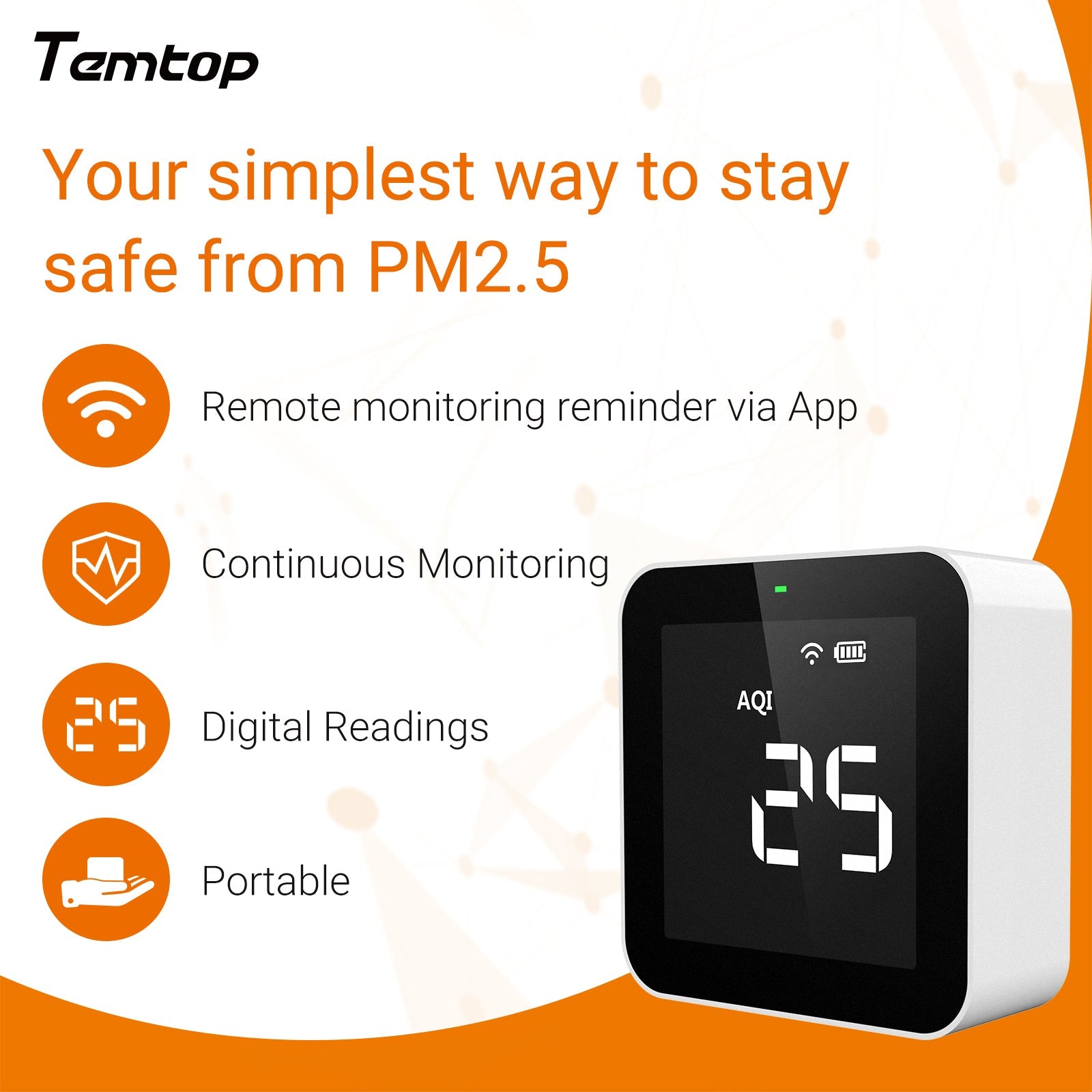 Temtop M10i WiFi Air Quality Monitor for AQI PM2.5 TVOC Formaldehyde with Free Mobile App - Elitech Technology, Inc.
